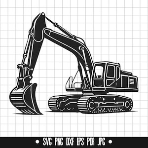 Excavator SVG, Digger DXF, Excavator PNG, Construction Cut File, Clipart, Digital File, Svg File, Silhouette, Instant Download