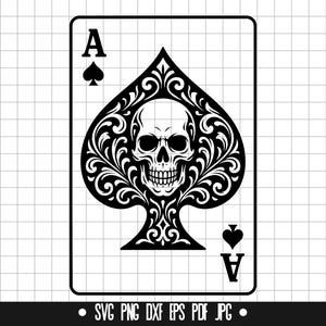 Ace Of Spades Skull Svg, Playing Card Svg, Skull Svg, Poker Svg, Gambling Svg, Casino Svg, Vector Clipart