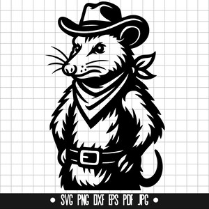 Cowboy Opossum Svg, Western Possum Svg, Rodéo Svg, Bandana Svg animal, Cowpoke mignon Svg, pays, Svg ferme, Svg drôle