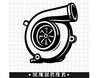 Turbo SVG, Boost Engine DXF, Turbocharger PNG, Race Car Part Cut File, Clipart, Digital File, Svg File, Silhouette, Instant Download
