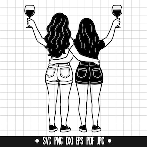 Bester Freund Mädchen SVG, Passender Wein DXF, Weinglas PNG, Freundschaft Schnittdatei, Clipart, digitale Datei,Svg Download
