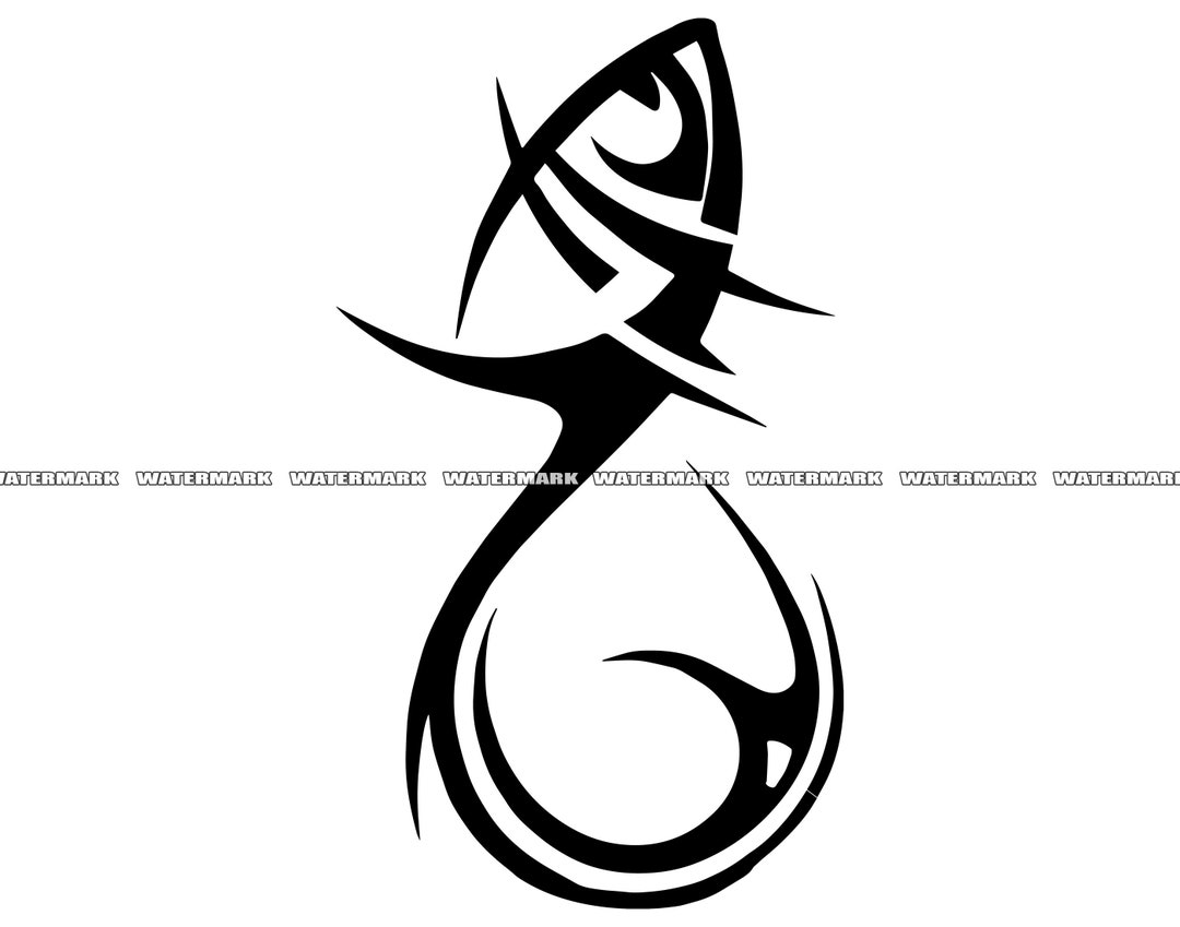 Tribal Fish Hook SVG 2 Tribal Fish Hook Cut File Tribal Etsy