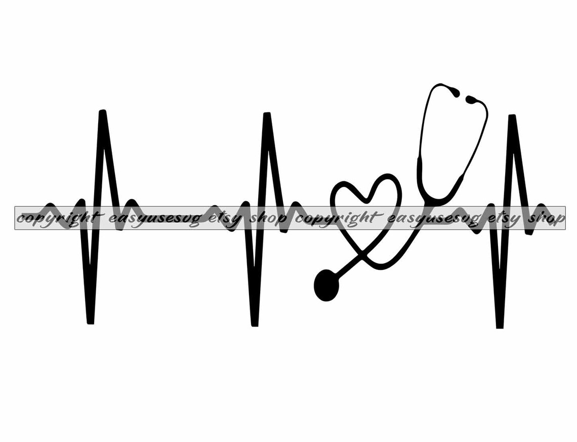 Ekg Stethoscope Svg Heartbeat Stethoscope Nurse Doctor Etsy