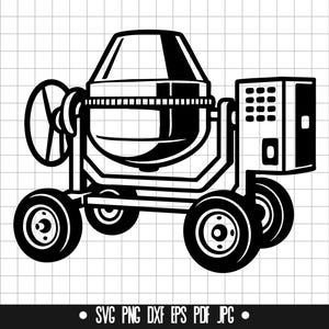Cement Mixer SVG, Mixer PNG, Mixer DXF, Cut File, Clipart, Digital File, Svg File, Silhouette, Instant Download