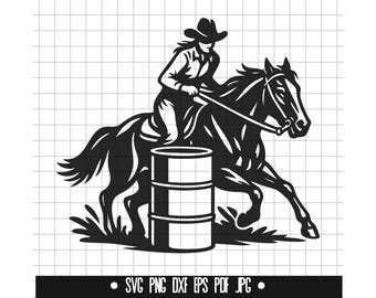 Barrel Racing SVG, Cowgirl Horse DXF, Rodeo PNG, Cowgirl Cut File, Clipart, Digital File, Svg File, Silhouette, Instant Download