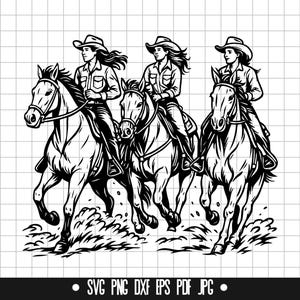 Cavaliers de cow-girl SVG, DXF de cow-girl, cow-girl PNG, fichier coupé, clipart, fichier numérique, fichier Svg, Silhouette, téléchargement immédiat