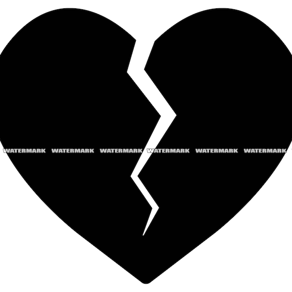 Broken Heart SVG, Broken Heart Cut File, Broken Heart DXF, Broken Heart PNG, Broken Heart Clipart, Broken Heart Silhouette