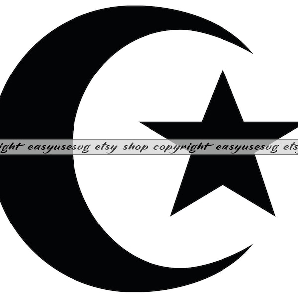Islam SVG, Crescent and Star SVG, Muslim SVG, Islam Flag Svg, Islam Clipart, Islam Files for Cricut, Dxf, Png, Eps, Vector