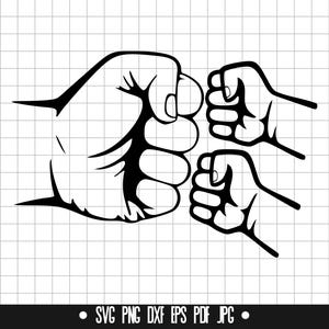 Fist Bump Dad and 2Kids SVG, Fist Bump Dad and 2 Kids Cut File, Fist Bump Dad and 2 Kids DXF, Fist Bump Dad and 2 Kids PNG