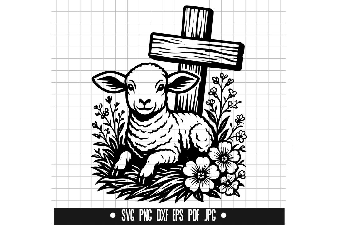 Lamb Cross SVG, Easter Lamb DXF, Religious PNG, Christian Cut File ...