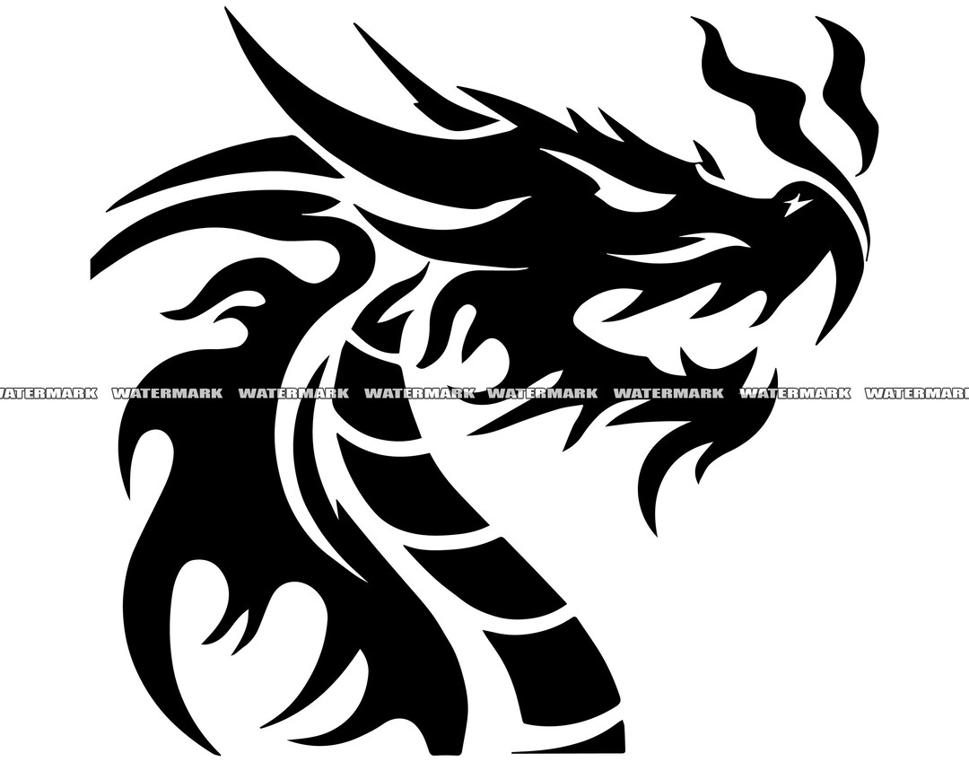 Tribal Dragon Head SVG 1 Tribal Dragon Head Cut File Etsy
