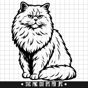 Perzische kat SVG, Perzische kat DXF, Perzische kat PNG, kat gesneden bestand, clipart, digitaal bestand, SVG-bestand, silhouet, Instant Download