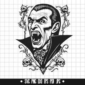 Vampire SVG, Dracula DXF, Dracula PNG, Horror Cut File, Clipart, Digital File, Svg File, Silhouette, Instant Download