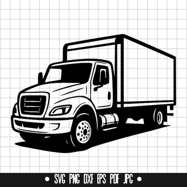 Box Truck SVG, Delivery Truck DXF, Freight Truck PNG, Box Truck Cut File, Clipart, Digital File, Svg File, Silhouette, Instant Download