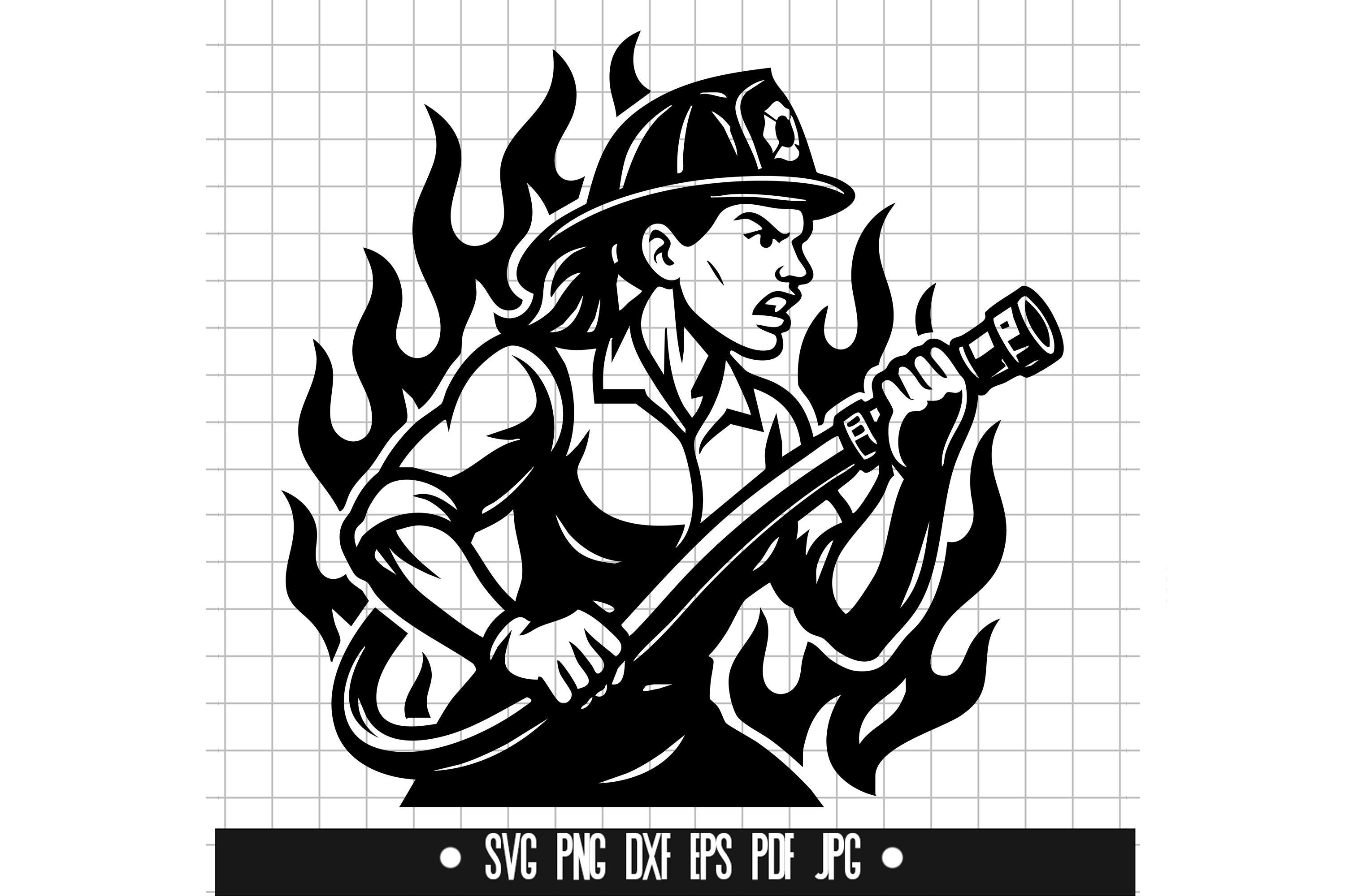 Firefighting Svg Firefighter Woman SVG, Fire Hose PNG, Firefighting DXF, Hero Cut File ...