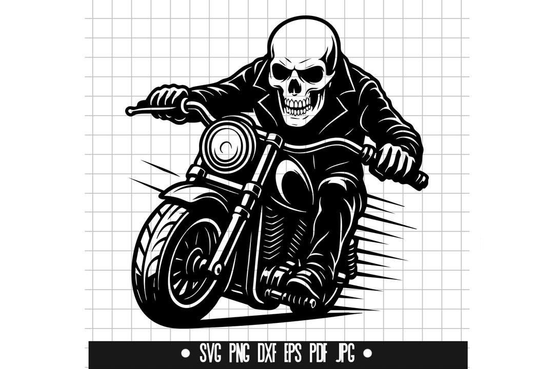 Skull Biker Svg, Skeleton Rider Svg, Motorcycle Skull Svg, Grim Reaper ...
