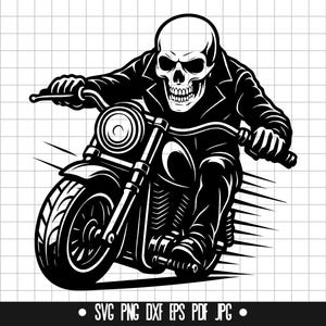 Skull Biker Svg, Skeleton Rider Svg, Motorcycle Skull Svg, Grim Reaper ...