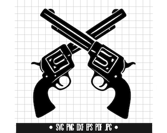 Crossed Guns Svg, Revolver Svg, Cowboy Svg, Wild West Svg, Gun Svg, Western Svg, Clipart, Cut File, Digital File, Svg File