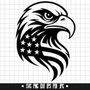 Bandeira de águia SVG, Águia americana SVG, Patriótica SVG, Cabeça de águia SVG, Bandeira dos EUA SVG, Estrelas de águia SVG