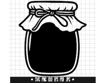 Jam Jar SVG, Jam Jar DXF, Jam Jar PNG, Jam Jar Cut File, Clipart, Digital File, Svg File, Silhouette, Instant Download