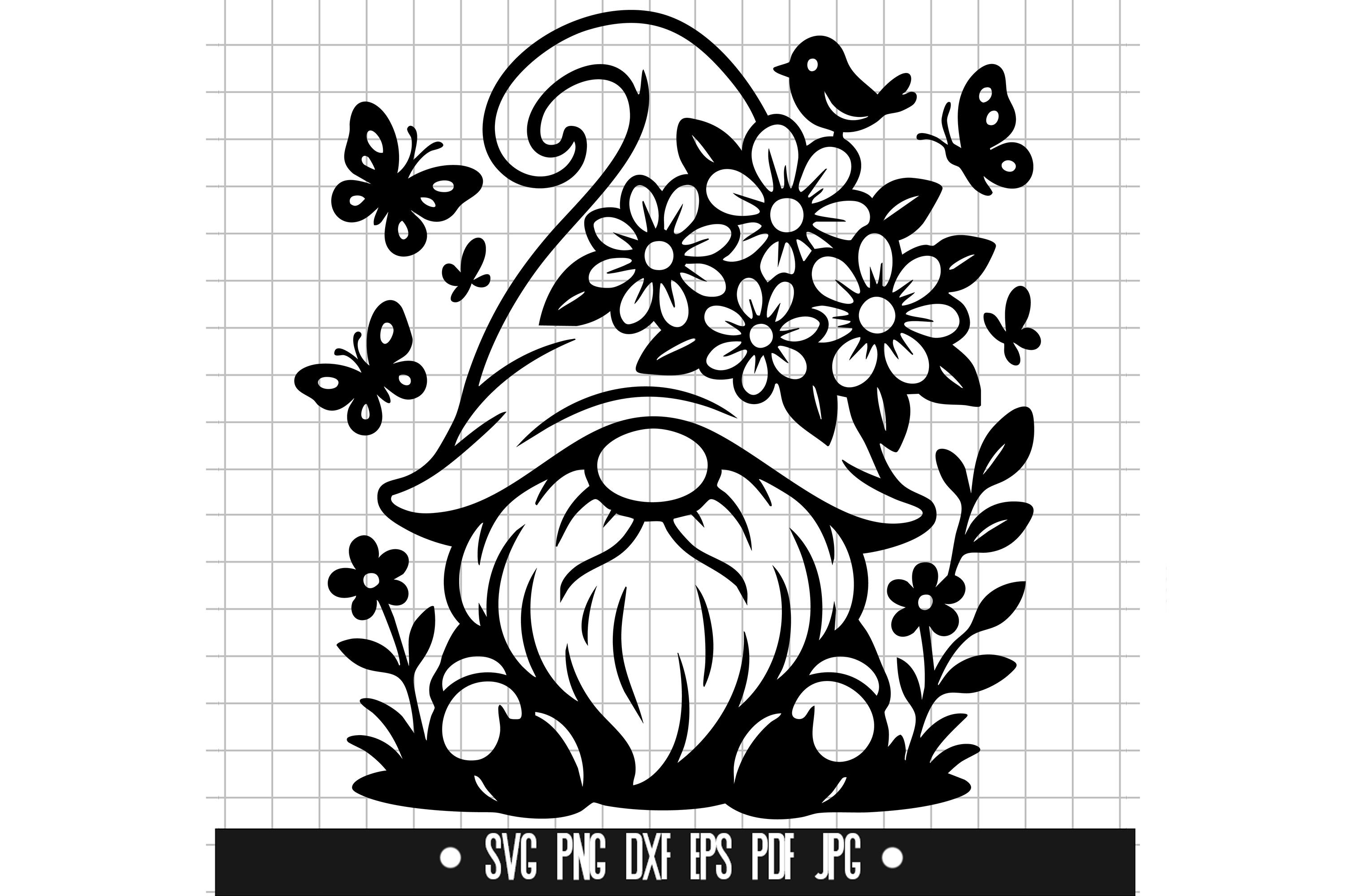 Gnome Flower Svg, Spring Gnome Svg, Garden Gnome Svg, Floral Gnome Svg, Butterfly Gnome Svg, Gnome Clipart Svg