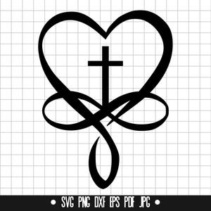 Heart Cross SVG, Heart Cross DXF, Heart Cross PNG, Cut File, Clipart, Digital File, Svg File, Silhouette, Instant Download