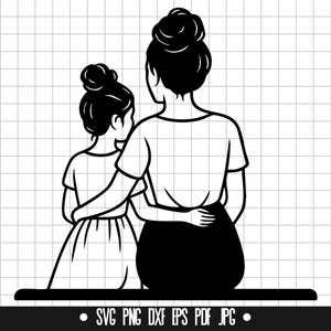 Mãe e filha SVG, Mãe e filha DXF, Mãe e filha PNG, Arquivo de corte, Clipart, Arquivo digital, Arquivo SVG, Silhueta, Download instantâneo
