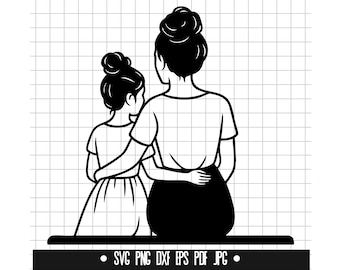Mom and Daughter SVG, Mom and Daughter DXF, Mom and Daughter PNG, Cut File, Clipart, Digital File, Svg File, Silhouette, Instant Download