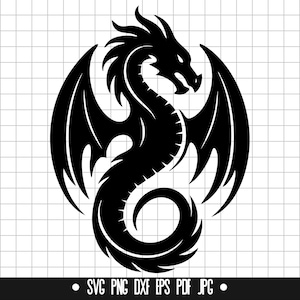 Tribal Drache SVG, Drache PNG, Drache DXF, Drache Cut-Datei, Clipart, Digitale Datei, SVG-Datei, Silhouette