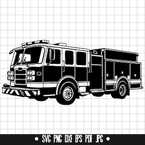 Fire Truck Svg, Firefighter Svg, Fire Engine Cut File, Fire Truck Clipart, Svg File, Silhouette, Instant Download