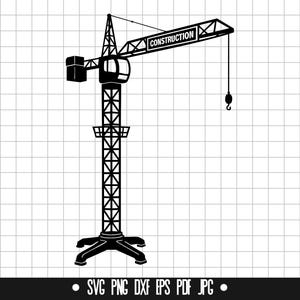 Construction Crane Svg, Crane Svg, Building Equipment Svg, Heavy Machine Svg, Svg Cut File, Clipart, Dxf, Png, Pdf, Instant Download