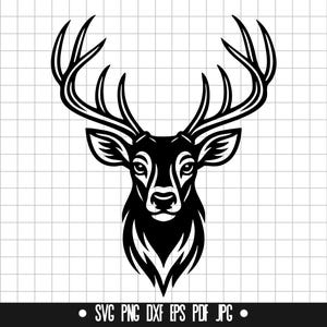 Deer Head SVG, Deer Head DXF, Deer Head PNG, Deer Head Cut File, Clipart, Digital File, Svg File, Silhouette, Instant Download