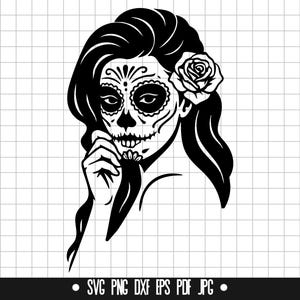 Sugar Skull Woman SVG, Sugar Skull Woman DXF, Sugar Skull Woman PNG, Sugar Skull Woman Cut File, Clipart, Digital File, Instant Download