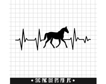Horse Heartbeat Svg, Horse Heartbeat Cut File, Clipart, Digital File, Svg File, Silhouette, Instant Download