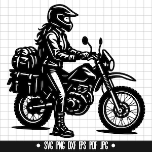 Motociclista donna SVG, Motociclista donna SVG, Avventura SVG, Moto SVG, Dirt Bike SVG, Clipart, File di taglio, Download istantaneo
