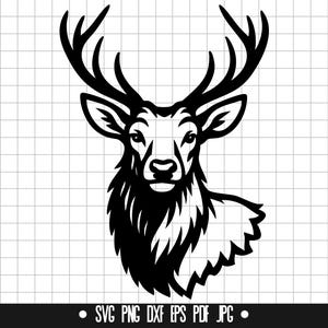 Deer Head Svg, Deer Hunting Svg, Buck Svg, Deer Silhouette Svg, Forest Animal Svg, Svg Cut File, Hunting Clipart Svg