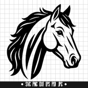 Pferdekopf SVG, Pferdekopf DXF, Pferdekopf PNG, Pferdekopf Cut-Datei, Clipart, Digitale Datei, SVG, Silhouette, Instant Download