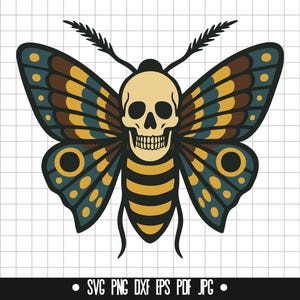 Death Moth Svg, Skull Butterfly Svg, Gothic Moth Svg, Creepy Insect Svg, Skull Wings Svg, Moth Clipart Svg, Moth DXF, Skull Insect Svg