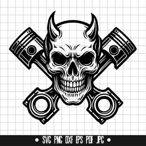 Duivelse schedel SVG, demon schedel DXF, gehoornde schedel PNG, schedel gesneden bestand, clipart, digitaal bestand, Svg-bestand, silhouet, Instant Download
