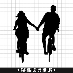 Paar fiets SVG, paar fiets gesneden bestand, paar fiets DXF, paar fiets PNG, paar fiets clipart, paar fiets silhouet