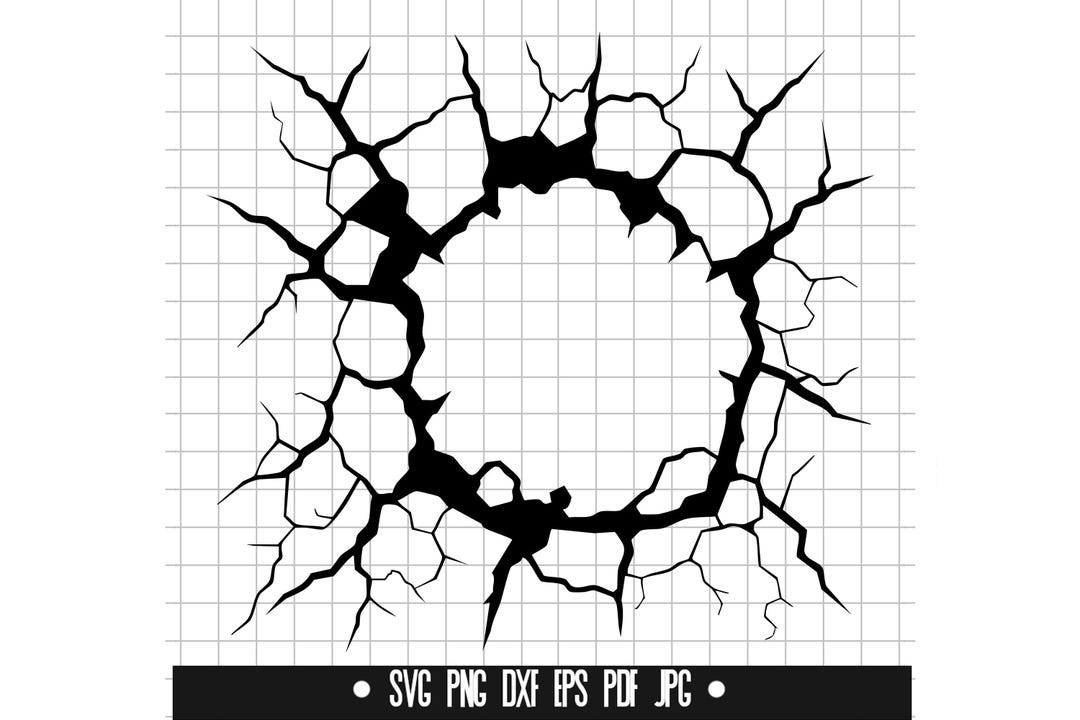 Crumbling Svg Crack SVG, Broken Wall PNG, Wall Hole DXF, Shattered Clipart, Crack Cut ...