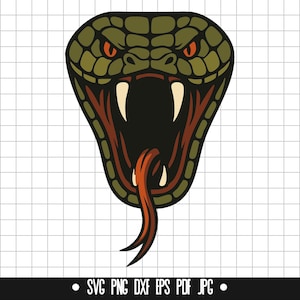 Snake Head Svg, Angry Cobra Svg, Venom Snake Svg, Viper Clipart Svg, Snake PNG, gesneden bestand, enge slang ontwerp, digitale download