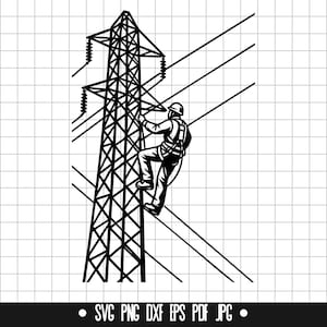 Lineman SVG, Lineman DXF, Lineman PNG, Lineman Cut File, Clipart, Digital File, Svg File, Silhouette, Instant Download