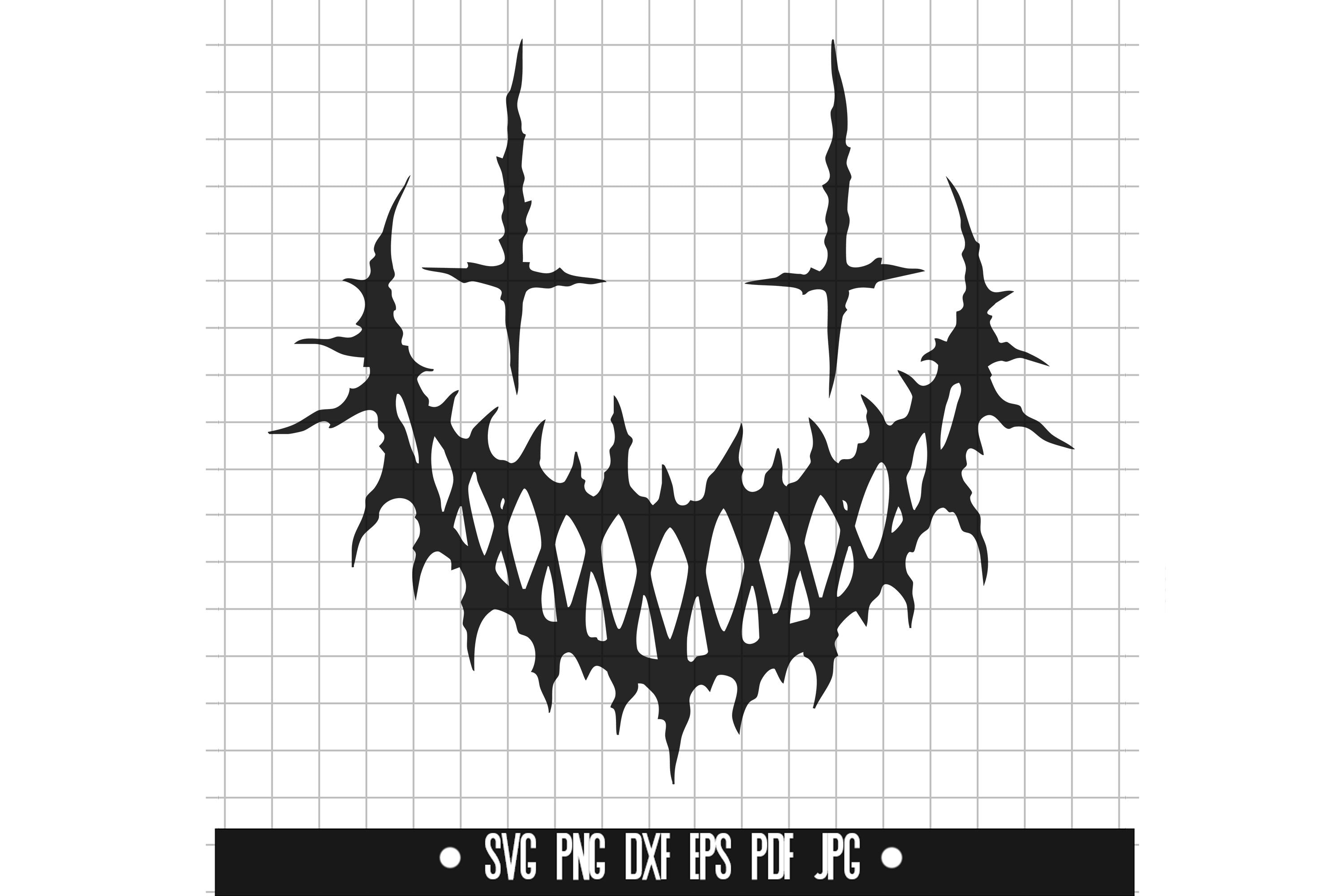 Scary Face SVG, Horror Smile DXF, Creepy PNG, Halloween Cut File