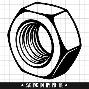 以下が含まれることがあります： 六角形のナットの白黒イラスト