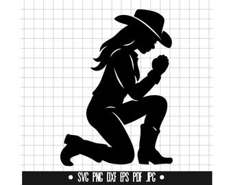 Cowgirl Praying SVG, Cowgirl Prayer PNG, Cowgirl DXF, Cut File, Clipart, Svg File, Silhouette, Digital File, Instant Download