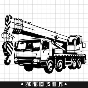 Guindaste Móvel Svg, Construção Svg, Caminhão Guindaste Svg, Arquivo de Corte de Guindaste Móvel, Silhueta, Download Digital, PNG