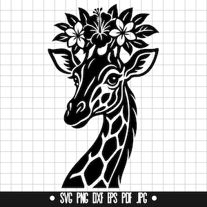 Giraffe Svg, Giraffe Flower Svg, Giraffe Head Svg, Animal Svg, Floral Giraffe Svg, Giraffe Clipart, Giraffe Cut File, Giraffe Png