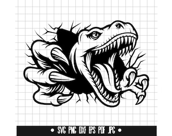Dinosaur Head Svg, T Rex Svg, Dinosaur Attack Svg, Monster Head Svg, Jurassic Svg, Dino Svg, Cracked Wall Svg