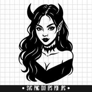 Chica diabla SVG, Chica diabla DXF, Chica diabla PNG, Archivo de corte de Chica diabla, Clipart, Archivo digital, Archivo SVG, Silueta, Descarga instantánea
